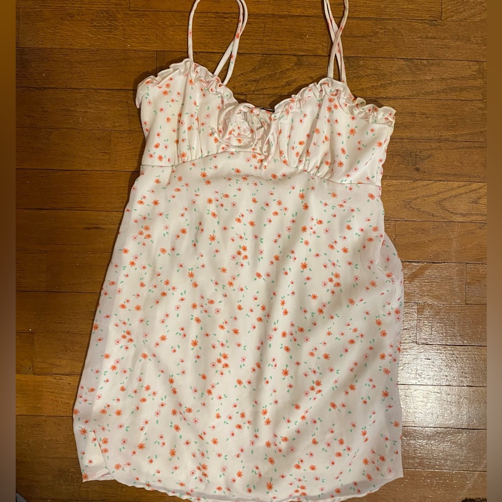 White floral mini dress